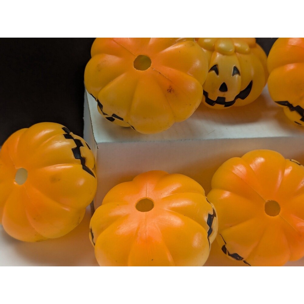 Vtg Blow Mold Plastic Jack O Lantern Pumpkin Replacement Light Covers Lot Of 8 - Picture 7 of 8